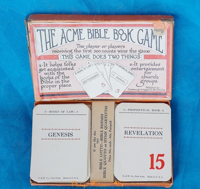Image for <b><span style='color:purple'>   Acme Bible Book Game RARE Boxed Religious Flash Cards (Flashcards) Set Vintage ca 1930s  </span></b><span style='color:purple'>   <b><span style='color:red'>***USPS FIRST CLASS SHIPPING INCLUDED – DOMESTIC ORDERS ONLY!***</span></b><span style='color:purple'>